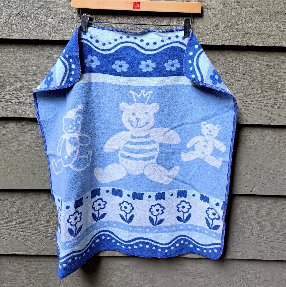 David Fussenegger Blue TEDDY BEAR Cotton Baby Blanket - Austria